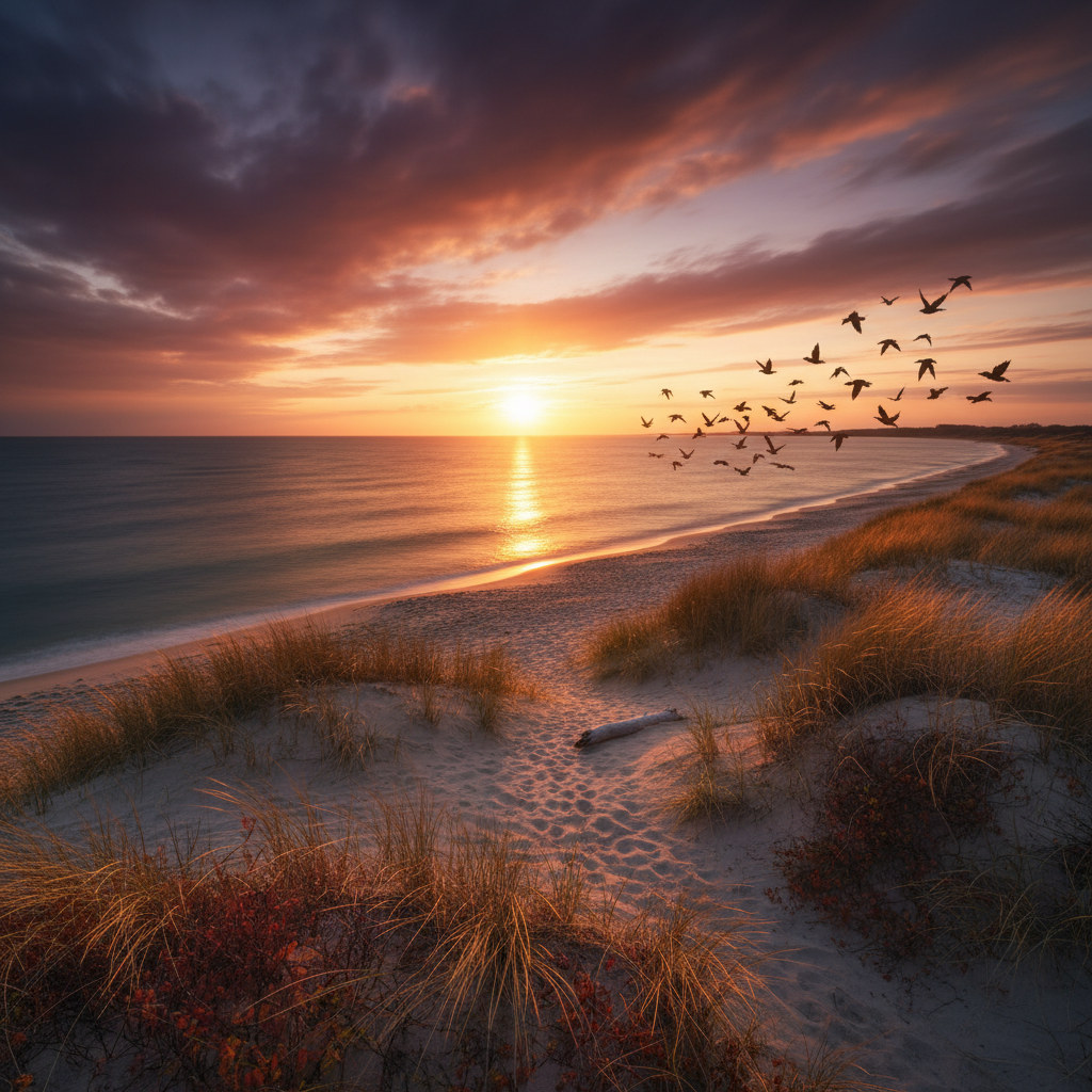 Kai leidžiasi saulė, pajūryje atsiveria netikėti rudens vaizdai