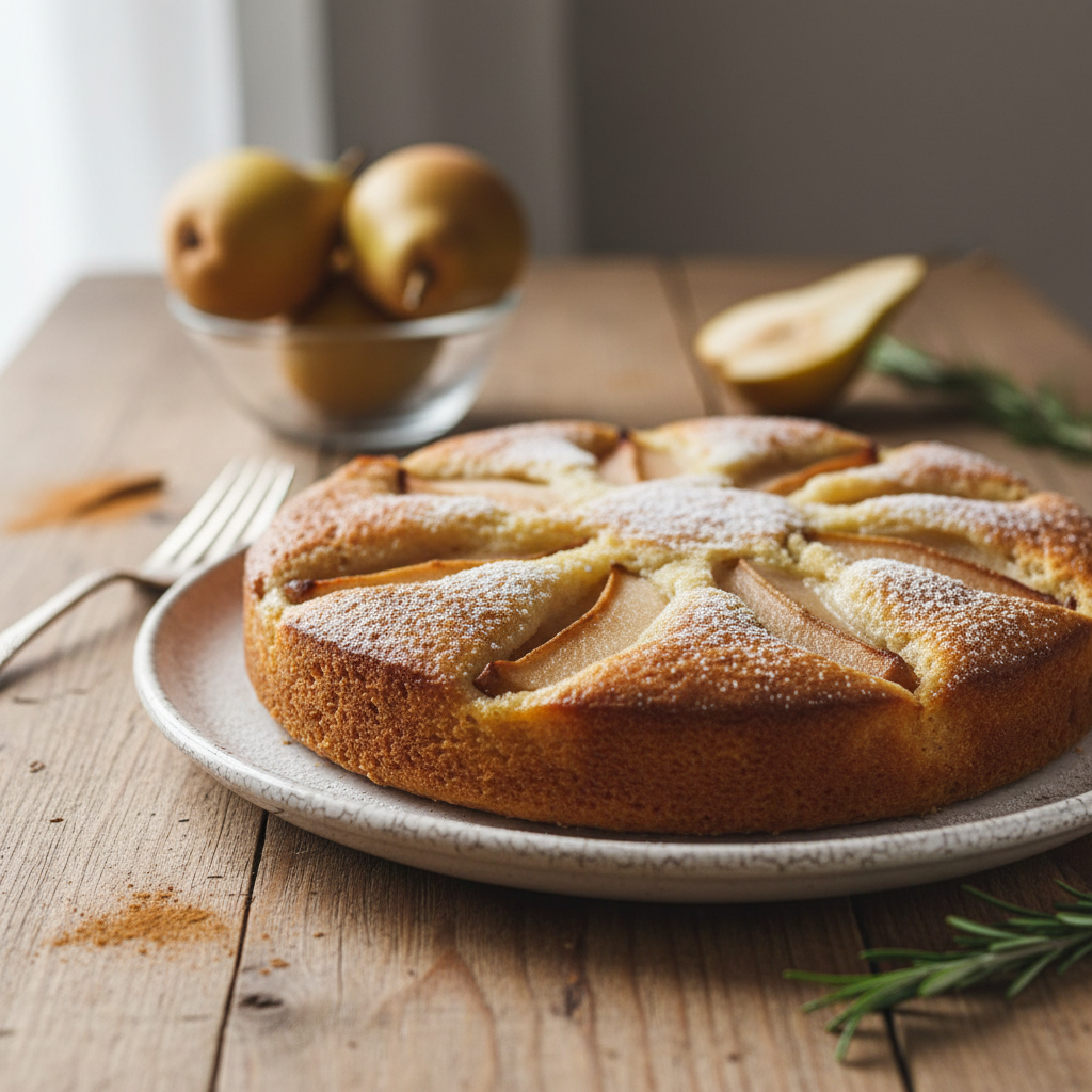 Burnoje tirpstantis kriaušių pyragas: greitas receptas