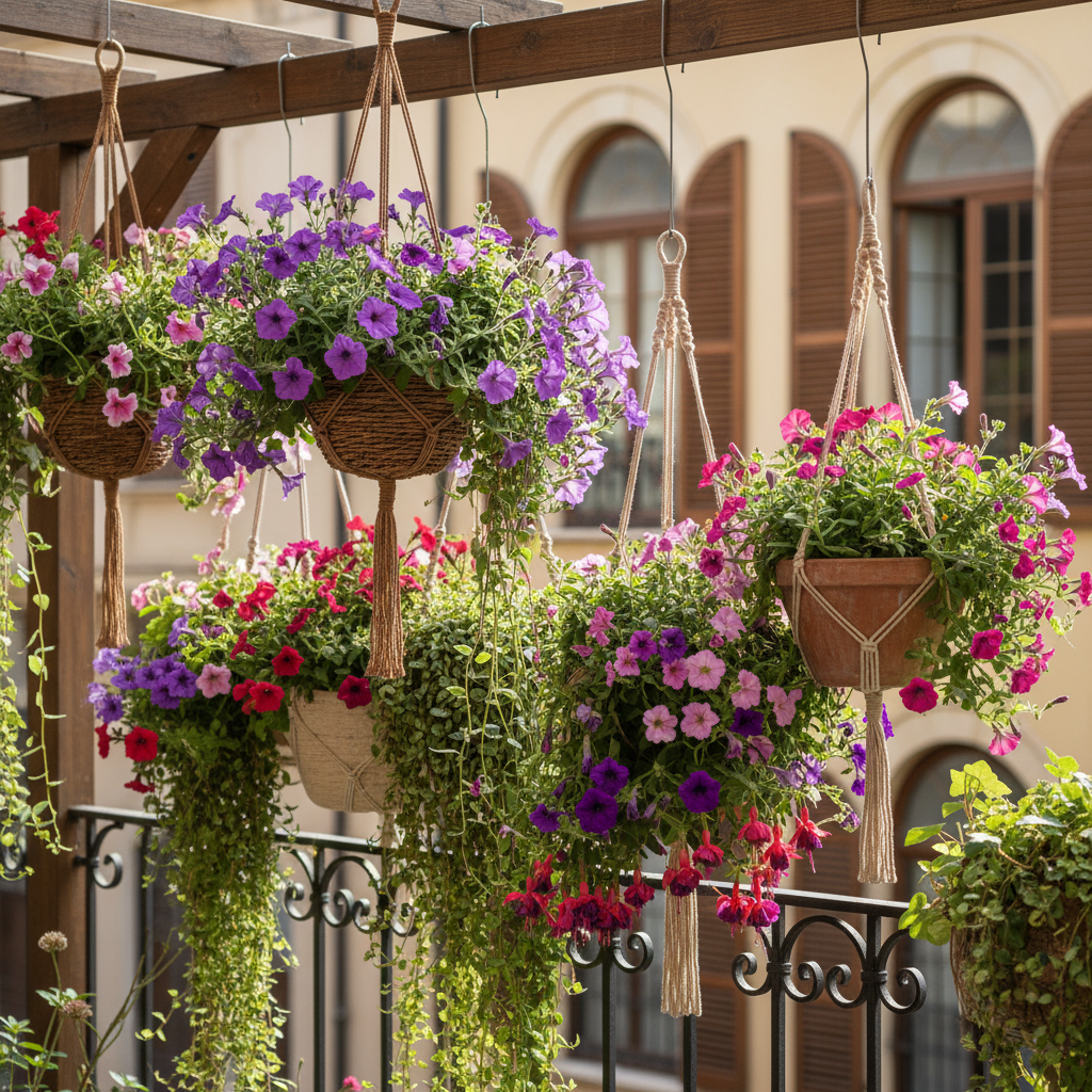 Svyrančios gėlės balkone: kaip sukurti vešlų žiedų kilimą